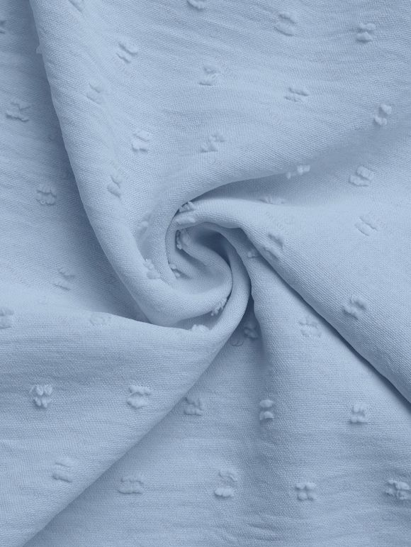 Chemisier décontracté pour les trajets quotidiens, uni, à manches papillon et col montant, orné de découpes. - Bleu clair XL | US 10