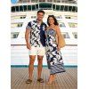 Hawaii Couple Outfit Tribal Hibiscus Floral Print Bowknot Off the Shoulder Jumpsuit and Shirt Set