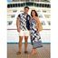 Hawaii Couple Outfit Tribal Hibiscus Floral Print Bowknot Off the Shoulder Jumpsuit and Shirt Set - Noir S | US 4