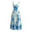 Robe de plage maxi à bretelles spaghetti, imprimé floral aquarelle tie-dye - Bleu Toile de Jean M | US 6