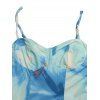 Robe de plage maxi à bretelles spaghetti, imprimé floral aquarelle tie-dye - Bleu Toile de Jean L | US 8