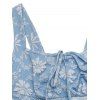 Robe de soirée à encolure carrée, ornée d'appliqués floraux 3D et d'un nœud papillon. - Bleu clair S | US 4