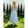 Dating Dress 3D Floral Applique Bowknot Tied Square Neck A Line Dress - LIGHT BLUE M | US 6