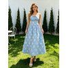 Robe de soirée à encolure carrée, ornée d'appliqués floraux 3D et d'un nœud papillon. - Bleu clair XL | US 10