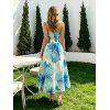 Robe de plage maxi à bretelles spaghetti, imprimé floral aquarelle tie-dye - Bleu Toile de Jean XL | US 10