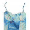 Hawaiian Vacation Dresses Set Tie Dye Watercolor Floral Print Dress and Solid Color Ruffle Smocked Off the Shoulder Tired Dress Set - LIGHT BLUE S | US 4
