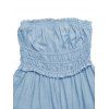 Hawaiian Vacation Dresses Set Tie Dye Watercolor Floral Print Dress and Solid Color Ruffle Smocked Off the Shoulder Tired Dress Set - LIGHT BLUE S | US 4