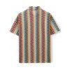 Bohemian Vacation Couple Outfit Colorblock Arrow Ethnic Print Bodycon Knitted Dress and Shirt Set - multicolor S | US 4