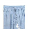 Hawaii Vacation Couple Outfit Tassel Tied Shoulder Cropped Top Tired Pants and Tropical Botanical Leaf Print Shirt Set - Bleu clair S | US 4