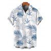 Hawaii Vacation Couple Outfit Tassel Tied Shoulder Cropped Top Tired Pants and Tropical Botanical Leaf Print Shirt Set - Bleu clair S | US 4