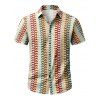 Chemise bohème pour homme, imprimé ethnique à flèches colorblock, boutonnée, en maille - multicolor XL