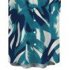 Chemise de plage pour homme, imprimé aquarelle abstrait à coups de pinceau, boutonnée - Turquoise Foncée 3XL
