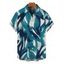 Chemise de plage pour homme, imprimé aquarelle abstrait à coups de pinceau, boutonnée - Turquoise Foncée 3XL