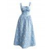 Robe de soirée à encolure carrée, ornée d'appliqués floraux 3D et d'un nœud papillon. - Bleu clair L | US 8