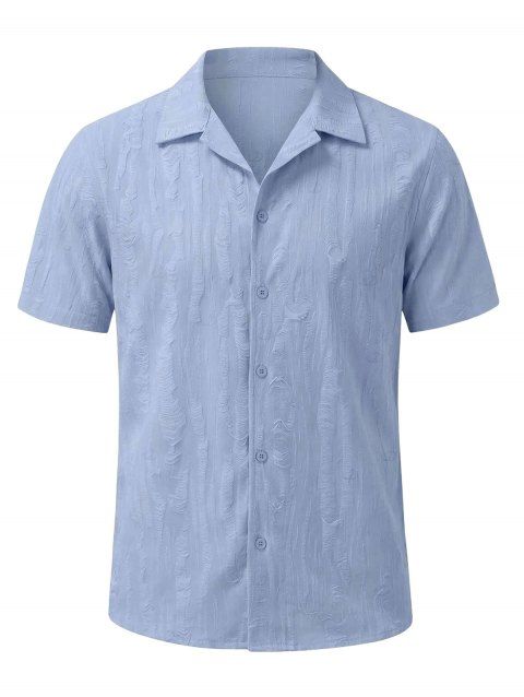 Chemise décontractée pour homme, texture jacquard, couleur unie, boutonnée