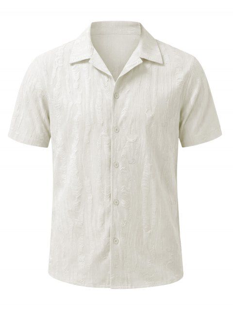 Chemise décontractée pour homme, texture jacquard, couleur unie, boutonnée