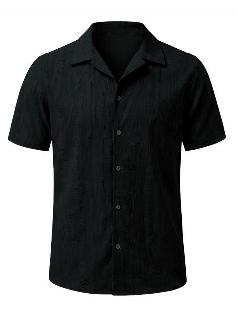 Chemise décontractée pour homme, texture jacquard, couleur unie, boutonnée