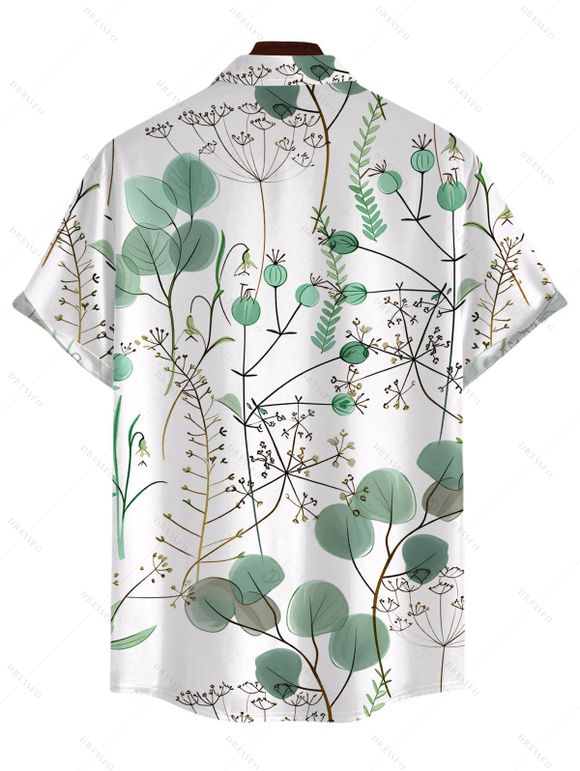 Chemise de vacances pour homme, imprimé botanique aquarelle eucalyptus et herbes sauvages, chemise boutonnée - Vert clair 5XL