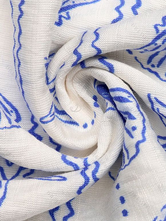 Combinaison de plage à imprimé étoiles de mer et coquillages, dos nu croisé et noué - Bleu Poudre XL | US 12