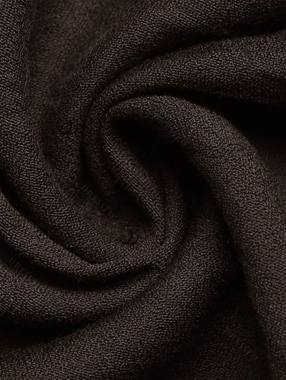 Bohemian Vacation Dress Colorblock Lace Trim Splicing Loose Maxi Halter Dress - marron foncé XL | US 12