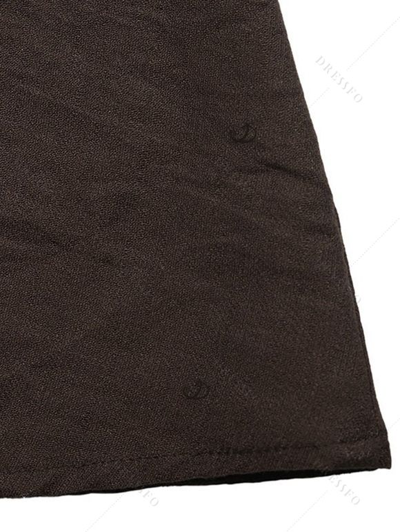 Bohemian Vacation Dress Colorblock Lace Trim Splicing Loose Maxi Halter Dress - marron foncé XL | US 12