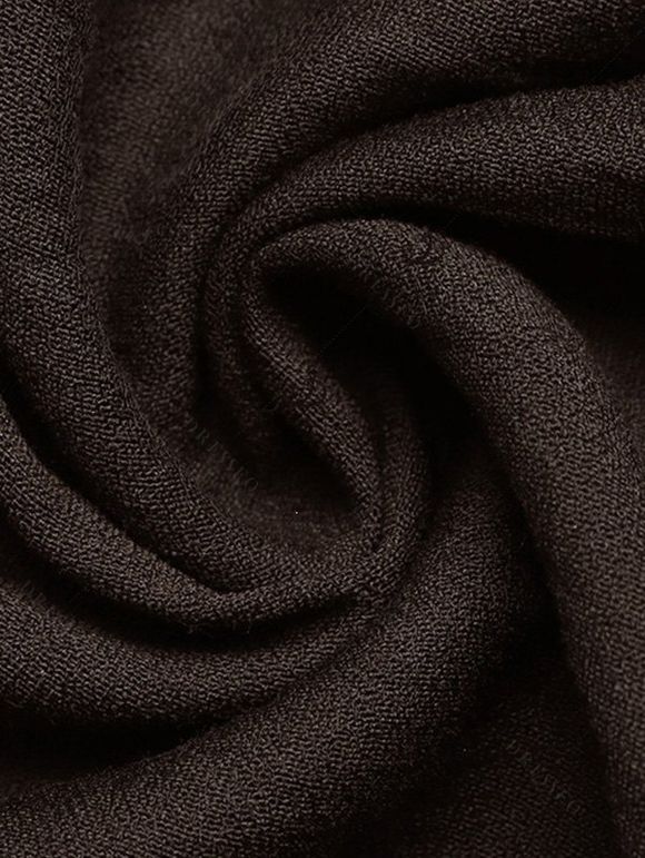 Bohemian Vacation Couple Outfit Colorblock Lace Trim Splicing Loose Maxi Halter Dress and Coconut Tree Geometric Print Shirt Set - marron foncé S | US 4