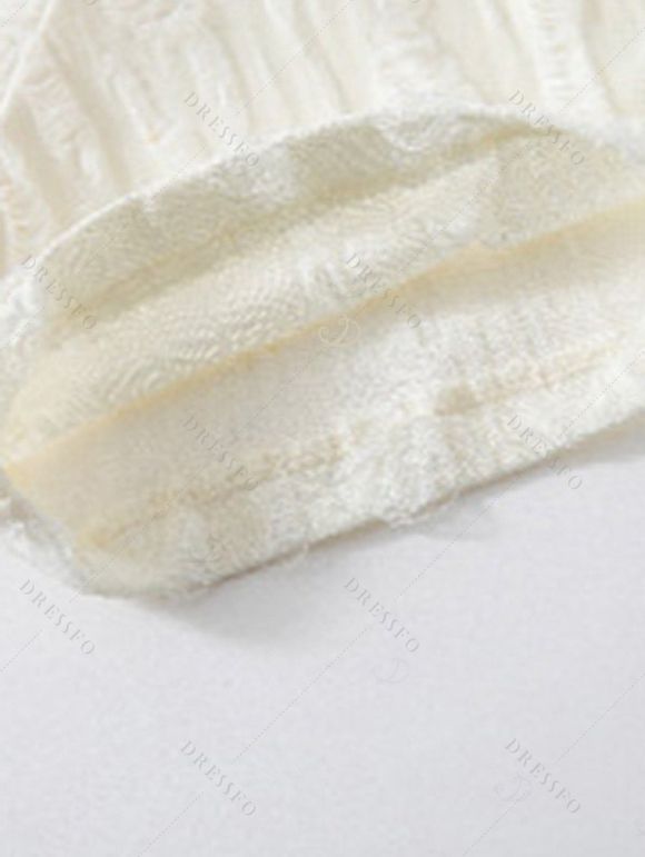 Chemise décontractée pour homme, texture jacquard, couleur unie, boutonnée - Blanc de Crème L