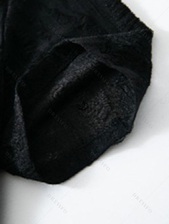 Chemise décontractée pour homme, texture jacquard, couleur unie, boutonnée - Noir M