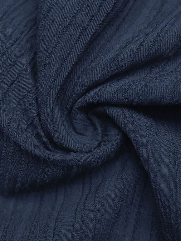 Combinaison de vacances minimaliste, couleur unie texturée, poches cintrées, col en V, style décontracté - Bleu de Minuit XL | US 10