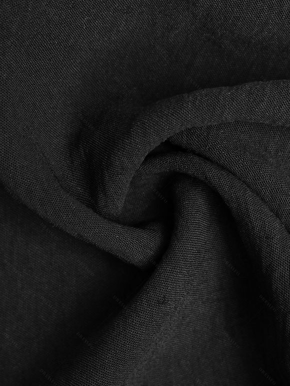 Hawaiian Vacation Couple Outfit Solid Color Flounce Smocked Off the Shoulder Romper and Tribal Floral Print Shirt Set - Noir S | US 4