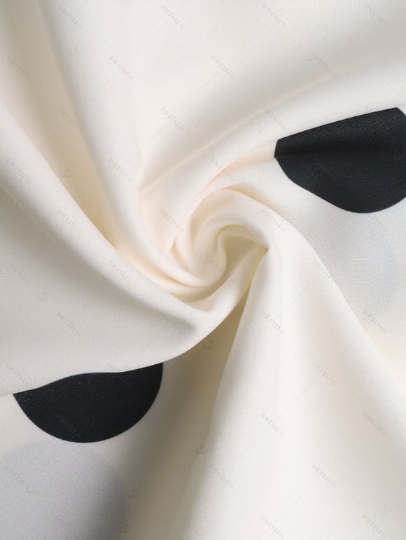 Jupe vintage à pois, fermeture boutonnée, taille haute, coupe trapèze - Blanc XL | US 10