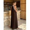 Bohemian Vacation Dress Colorblock Lace Trim Splicing Loose Maxi Halter Dress - marron foncé M | US 6