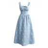 Robe de soirée à encolure carrée, ornée d'appliqués floraux 3D et d'un nœud papillon. - Bleu clair L | US 8