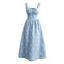 Robe de soirée à encolure carrée, ornée d'appliqués floraux 3D et d'un nœud papillon. - Bleu clair L | US 8