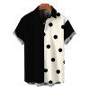 Chemise vintage pour homme à pois contrastés, boutonnée - Noir S