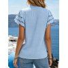 Chemisier décontracté pour les trajets quotidiens, uni, à manches papillon et col montant, orné de découpes. - Bleu clair XL | US 10