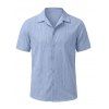 Chemise décontractée pour homme, texture jacquard, couleur unie, boutonnée - Bleu Poudre L