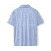 Chemise décontractée pour homme, texture jacquard, couleur unie, boutonnée - Bleu Poudre L