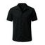 Chemise décontractée pour homme, texture jacquard, couleur unie, boutonnée - Noir 2XL