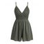 Vacation Romper Lace Panel Solid Color Spaghetti Strap V Neck Romper - Vert Armée S | US 4