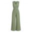 Casual Jumpsuit Solid Color V Neck Sleeveless Fitted Waist Wide Leg Jumpsuit - Vert clair XL | US 12