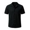 Chemise décontractée pour homme, texture jacquard, couleur unie, boutonnée - Noir M