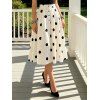 Vintage Couple Outfit Polka Dots Print Button Fly High Waist A Line Skirt and Contrast Color Shirt Set - Noir S | US 4