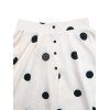 Vintage Couple Outfit Polka Dots Print Button Fly High Waist A Line Skirt and Contrast Color Shirt Set - Noir S | US 4