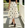 Vintage Couple Outfit Polka Dots Print Button Fly High Waist A Line Skirt and Contrast Color Shirt Set - Noir S | US 4