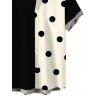 Vintage Couple Outfit Polka Dots Print Button Fly High Waist A Line Skirt and Contrast Color Shirt Set - Noir S | US 4