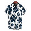 Chemise hawaïenne pour homme, imprimé floral à coups de pinceau, chemise boutonnée - Blanc 5XL