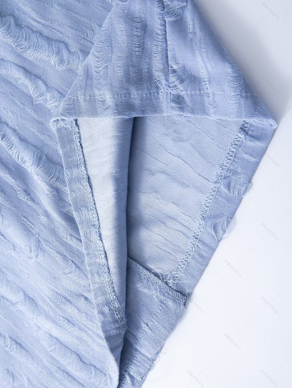 Chemise décontractée pour homme, texture jacquard, couleur unie, boutonnée - Bleu Poudre 3XL