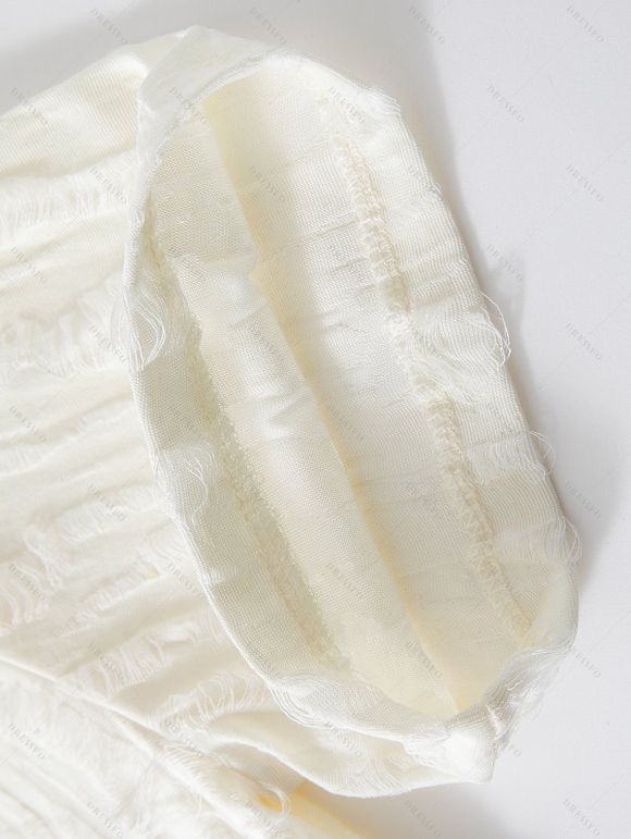 Chemise décontractée pour homme, texture jacquard, couleur unie, boutonnée - Blanc de Crème 3XL
