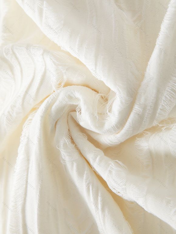 Chemise décontractée pour homme, texture jacquard, couleur unie, boutonnée - Blanc de Crème 3XL